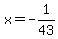 x+=+-1%2F43
