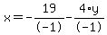 x+=+-19%2F-1+-+4%2Ay%2F-1