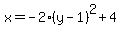 x+=+-2%28y-1%29%5E2%2B4