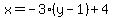 x+=+-3%28+y-1%29%2B+4