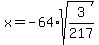 x+=+-64%2Asqrt%283%2F217%29