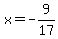 x+=+-9%2F17