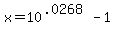x+=+10%5E%28.0268%29-1