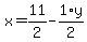 x+=+11%2F2+-+1%2Ay%2F2