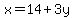 x+=+14%2B3y