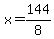 x+=+144%2F8