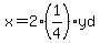 x+=+2%281%2F4%29yd