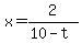 x+=+2%2F%2810+-+t%29