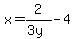 x+=+2%2F%283y%29+-+4