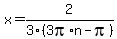 x+=+2%2F3+%283pi%2A+n+-+pi%29