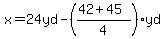 x+=+24yd+-+%28%2842%2B45%29%2F4%29yd%29