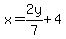 x+=+2y%2F7%2B4
