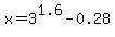 x+=+3%5E1.6+-+0.28