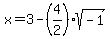x+=+3-%284%2F2%29sqrt%28-1%29
