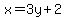 x+=+3y%2B2