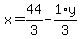 x+=+44%2F3+-+1%2Ay%2F3