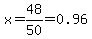 x+=+48%2F50+=+0.96