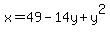 x+=+49++-++14y+%2B+y%5E2
