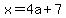 x+=+4a%2B7