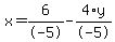 x+=+6%2F-5+-+4%2Ay%2F-5