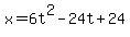 x+=+6t%5E2+-+24t+%2B+24