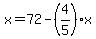 x+=+72+-+%284%2F5%29x