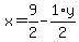 x+=+9%2F2+-+1%2Ay%2F2