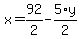x+=+92%2F2+-+5%2Ay%2F2