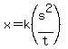 x+=+k%28s%5E2%2Ft%29