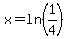 x+=+ln%281%2F4%29