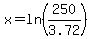 x+=+ln%28250%2F3.72%29