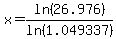 x+=+ln%2826.976%29%2Fln%281.049337%29