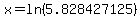 x+=+ln%285.828427125%29