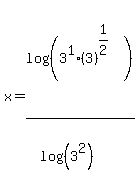 x+=+log%28%283%5E1%2A%283%29%5E%281%2F2%29%29%29%2F%28log%28%283%5E2%29%29%29