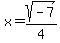 x+=+sqrt%28-7%29%2F4