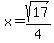 x+=+sqrt%2817%29%2F4