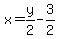 x+=+y%2F2+-+3%2F2