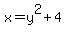 x+=+y%5E2+%2B+4