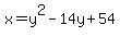 x+=+y%5E2-14y+%2B+54
