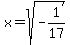 x+=sqrt%28-1%2F17%29