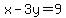 x+-+3y+=+9+