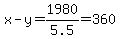 x+-+y+=+1980%2F5.5+=+360