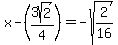 x-%283sqrt%282%29%2F4%29=-sqrt%282%2F16%29
