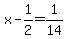 x-1%2F2=1%2F14