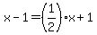 x-1=%281%2F2%29x%2B1