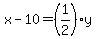 x-10=%281%2F2%29y