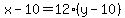x-10=12%28y-10%29