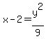 x-2=y%5E2%2F9