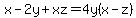 x-2y%2Bxz=4y%28x-z%29+