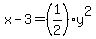 x-3=%281%2F2%29y%5E2